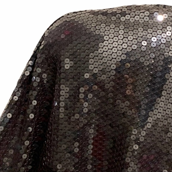 LaROK Black Sequined Short Sleeve V Neck Top XS - Picture 8 of 11